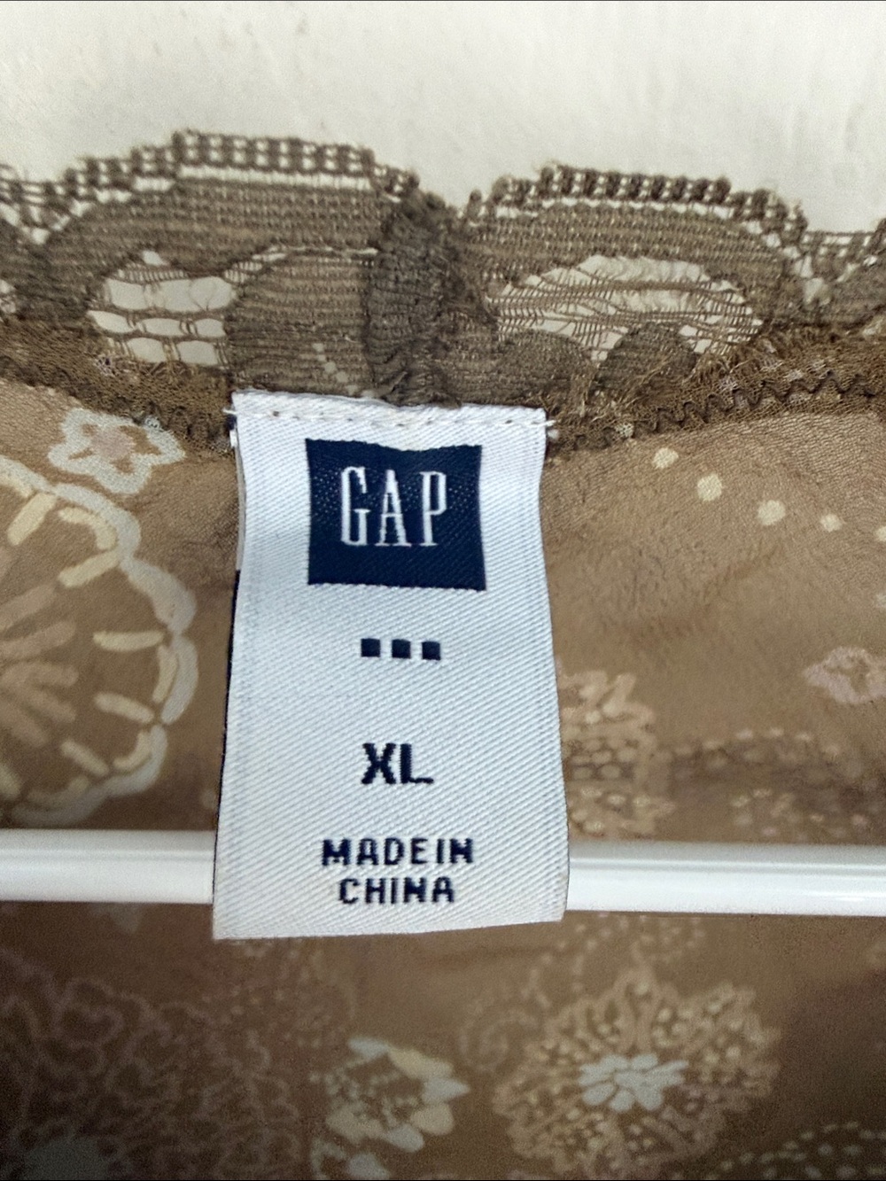 GAP Taupe Silk Floral Lace-Trim Top - Picture 2 of 10